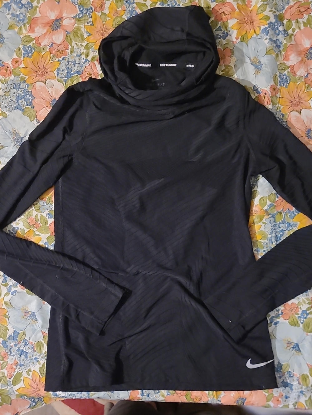 Nike Black Cowl Neck Long Sleeve Top with Subtle Swoosh